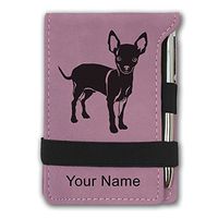Mini Notepad, Chihuahua Dog, Personalized Engraving Included (Pink)