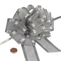 Silver Arabesque Ribbon Bow, 6"