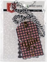 Holiday Hustle Gift Tags-red, White, & Black Check W/gold Foil