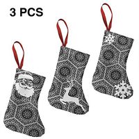 Christmas Tree and Fireplace Decoration Black Grey Floral Personalized Christmas Stockings for Funny Xmas Party