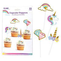 Ultimate Unicorn Party Supplies Set & Tableware Kit | Birthday Decorations, Games, Disposable Paper Plates, Cups, Napkins, Stickers, Treat Bags, and More! (Cupcake Toppers; 12-Count)