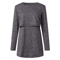 ❤Ywoow❤ Women's Maternity Nursing Long Sleeves Casual Top Breastfeeding Clothes Blouse (S, Black)