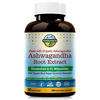 Organic Ashwagandha Root Extract with Black Pepper Extract 2100mg, 90 Veggie Capsules, Anxiety & Stress Relief, Cortisol & Adrenal Support