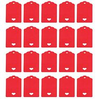 Hosfairy 100Pcs Red Paper Gift Tags Kraft Tag Hanging Tags Paper Hanging Decoration for Valentine's Day Wedding Party