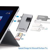 Microsoft Surface Pro Hub, VOASTEK Surface Pro Dock with Dual USB 3.0 Hub Expansion, Mini DP to 4K HDMI, RJ45 LAN Port and SD/Micro SD Card Slots Reader Compatible Microsoft Surface Pro 6/Pro 5