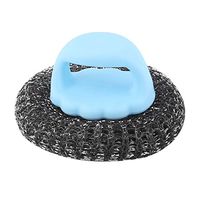 uxcell Plastic Handle Metal Wire Ball Household Kitchen Pot Pan Cleaning Clean Brush Blue