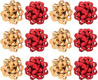 PMU Decorative Confetti Gift Bows, Assorted Metallic Gold and Red (12/Pkg) Pkg/1