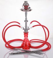 4 hose 23" Shabab Red Hookah Shisha Nargila water glass vase pipes smoke sale