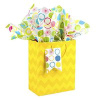 Hallmark 9" Medium Gift Bag with Tissue Paper (Yellow Chevrons) for Birthdays, Baby Showers, Bridal Showers, Mothers Day, Easter and More