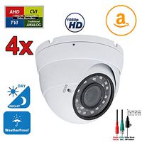 Evertech 4pcs HD 1080p Security Camera 4in1 TVI AHD CVI Analog Day Night Vision 2.8-12mm Wide Angle Manual Zoom Lens Indoor Outdoor Security Surveillance Dome Camera