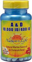 Vitamin A & D 10,000/400 IU Nature's Life 100 Veg Cap