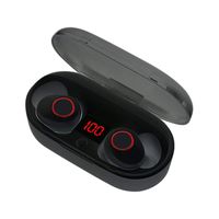 Portable Earphones,Sports Bluetooth Stereo Sound Earbuds with Mic Noise Cancelling Invisible TWS Charging Box Battery Display Multifunction Hands-Free Headsets（Black）Boens