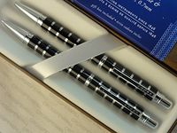 Cross Classic Executive Companion Black Barrel with Silver Stripes Pen and 0.7mm Pencil.