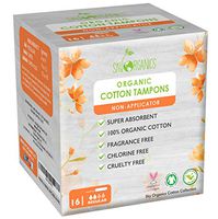 Organic Cotton Non-Applicator Tampons (Regular Absorbency) by Sky Organics- Chemical & Plastic-Free, Vegan & Cruelty-Free, Biodegradable Plant Based Feminine Care, Natural Digital Tampons (16 ct)