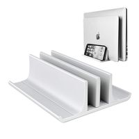 Double Adjustable Vertical Laptop Stand Newly Designed 2 Slot Aluminum Desktop Dual Holder for All MacBook/Chromebook/Surface/Dell/iPad Up to 17.3 Inches - Silver ...