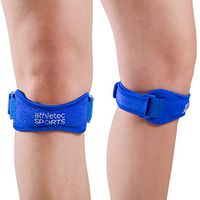 Athletec Sport Patella Knee Strap for Pain Relief and Support for Hiking, Soccer, Basketball, Running, Fitness, Tendinitis, Jumpers Knee, and More - Size S/M/L in Bright Blue (One Pair)