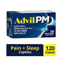 Advil PM (120 Count) Pain Reliever/Nighttime Sleep Aid Coated Caplet, 200mg Ibuprofen, 38mg Diphenhydramine