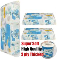 10 Rolls Soft Toilet Paper Bulk Rolls Bath Tissue Bathroom 3 Ply Household White