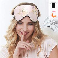 100% Silk Sleep Mask & Blindfold, Soft Eye Mask with Adjustable Head Strap,Eye Masks for Sleeping Night Eyeshade, Comfortable Eye Cover for Travel, Shift Work & Meditation with Earplug (Floral)