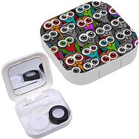 Portable Contact Lens Case Box Travel Kit Mirror + Bottle + Tweezers Container Holder [ Owl Cartoon Style ]