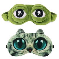 Sleep Mask for Girls Women Men Kid Funny Cute Contoured Blackout Frog Cat Dog Animal 3D Sleep Eye Mask for Sleeping 2 Pack HDYA