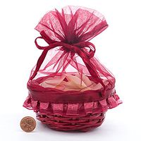 Burgundy Basket with Organza | Quantity: 10
