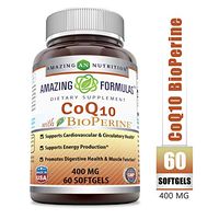 Amazing Formulas CoQ10 with Bioperine - 60 Softgels (Non-GMO) - Supports Cardiovascular & Circulatory Health - Supports Energy Production - Promotes Digestive Health & Muscle Function. (400 mg)