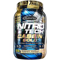 MuscleTech NitroTech Casein Gold Protein Powder, Sustained-Release Micellar Casein, Vanilla Bliss, 2.5lbs