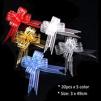 Organza Butterfly Gift Wrapping Bows, Pull Bow for Birthday Holiday Valentine's Day Wedding Presents Flower Packages Decoration (Bulk 100 Pack - 5 Color)