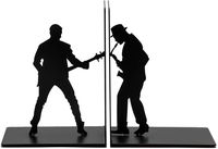 SONGXIN Guitarist Bookends for Shelves, Black Metal Bookends Musician Book Ends, Decorative Bookends for Collecting CDs, Albums, Magazines, Heavy Books