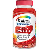 Centrum MultiGummies Multi + Omega-3 (100 Count, Natural Strawberry, Lemon, Orange Flavors) Multivitamin / Multimineral Supplement Gummy