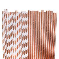 Paper Straws (Rose Gold Stripe and Solid)