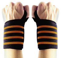 IWAMEE Weightlifting Support Straps with Thumb Loops, Hand Exercise Brace Professional Grade, Wrist Strength Belt for Gym Training, Workouts, Orange