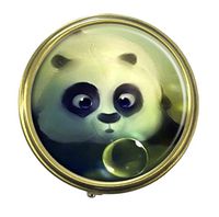 GDEE Cute Panda Custom Fashion Stainless Steel Bronze Pill box Western Tablets Tablet Holder Management Case Pocket or Wallet
