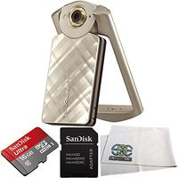 Casio 11.1 MP Exilim High Speed EX-TR50 EX-TR500 Self-portrait Beauty/Selfie Digital Camera (Gold) + SanDisk 16GB Ultra MicroSDHC Memory Card + MicroSD Adapter + Microfiber Cleaning Cloth - International Version (No Warranty)