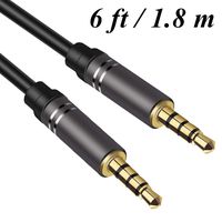 6Ft Male to Male Audio Cable,Jeselry 4 Pole Hi-Fi Stereo Sound 3.5mm Aux Cable Adapter/Auxiliary Cable/Aux Cord Compatible Headphones, iPods, iPhones, iPads, Home/Car and More 1.8M-Black