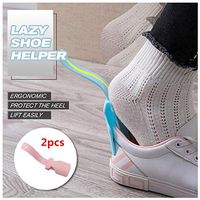 Promisen Lazy Shoes Helper for Daily Use - Portable Shoe Lifting Helper for Men, Women and Kids - Easy to Wear Shoes - Sock Slider Handled Shoe Horn for Seniors, Elderly, Disabled (2pcs, Pink)