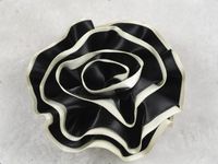10pcs Big Polyester 75mm Ribbon Rose Flower Wedding Appliques DIY-(Pick Color) (Black)