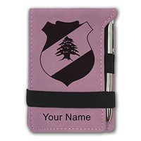 Mini Notepad, Coat of Arms Lebanon, Personalized Engraving Included (Pink)
