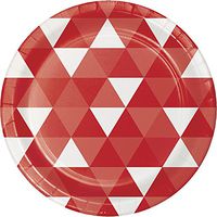 Creative Converting 319965 96 Count Dessert/Small Paper Plates, Fractal Classic Red