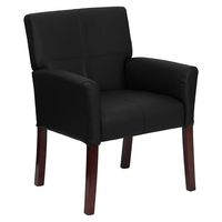 Black Leather Executive Side Chair or Reception Chair with Mahogany Legs [BT-353-BK-LEA-GG] electronic consumers