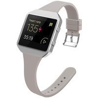 YiJYi Slim Bands Compatible with Fitbit Blaze,Thinner Soft Silicone Band with Metal Frame Replacement Wristband for Women Men Small Large (Large(6.3"-8.3"), Grey/Silver Frame)