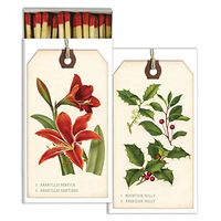 HomArt Large Decorative Candle and Fireplace Wood Matches | Holiday Botanical Tags | Set of 6