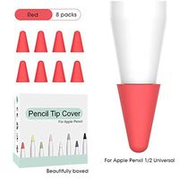 OneCut 8 Pcs Silicone Pencil Nib/Tip Protector Cap for Drawing Noiseless Compatible for Apple Pencil 1st/2nd Replacement Non-Slip Writing Nib/Tip Protector (Red)