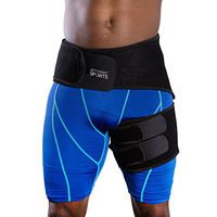 Athletec Sport Adjustable Compression Groin Support Wrap for Hip Arthritis, Thigh, Hamstring, Quadriceps Injuries, Sciatic Nerve Pain Relief Brace for Men & Women - Black (One Piece)