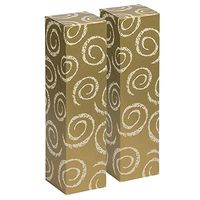 JAM PAPER Wine Gift Boxes - 3 1/4 x 3 1/4 x 13 1/4 - Gold with White Swirls - 2/Pack