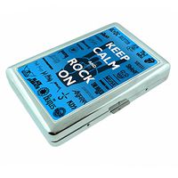 I Love the 80's Keep Calm Rock On S13 Silver Cigarette Case Metal Wallet Id Holder 4" X 2.75" RFID Protection