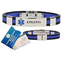"Epilepsy" Designer Medical Alert ID Bracelet. Choose Color!