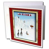 3dRose Goosey Christmas Adventure to the North Pole, Merry Christmas, 3d - Greeting Cards, 6 x 6 inches, set of 6 (gc_15242_1)