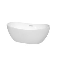 Wyndham Collection Rebecca 60 inch Freestanding Bathtub in White with Polished Chrome Drain and Overflow Trim